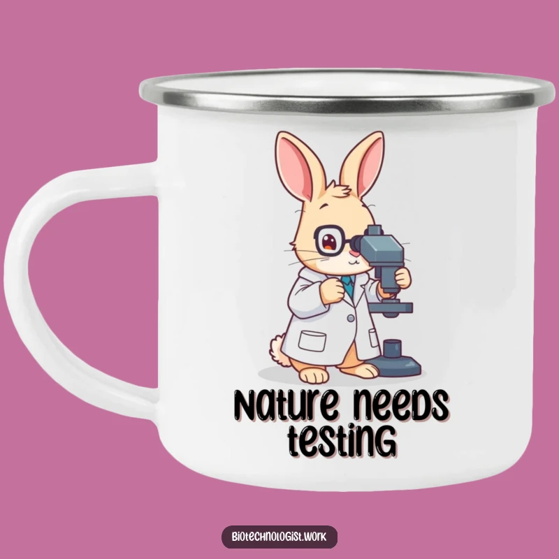 Funny Lab Rabbit Camping Mug: Durable Scientific Drinkware, Humorous Gift