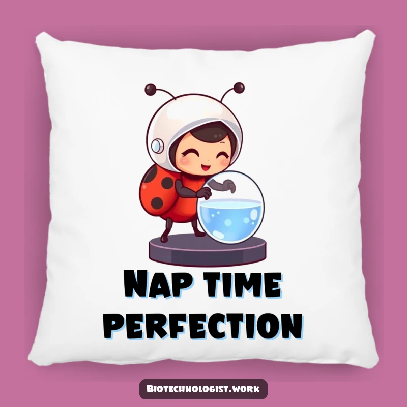 Cozy Funny Ladybug Scientist Pillow: Rest with Tiny Helmet Critter Comfort