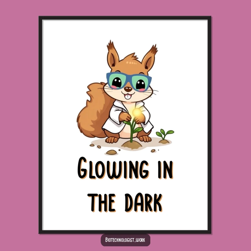 Funny Lab Squirrel Digital Art: Glowing Seed Wall Decor, Humorous Gift