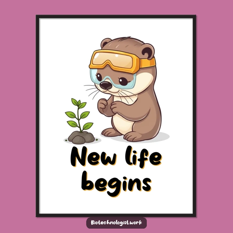 Funny Otter Gardener Digital Art: Hilarious Nature Decor for Walls