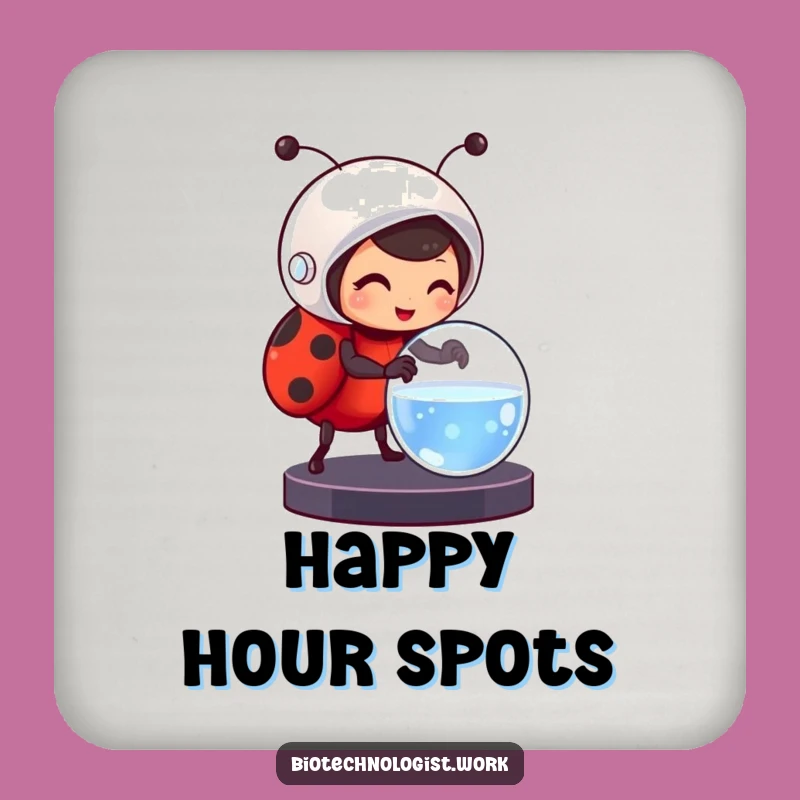 Funny Ladybug Scientist Coaster: Protect Surfaces with Critter Precision