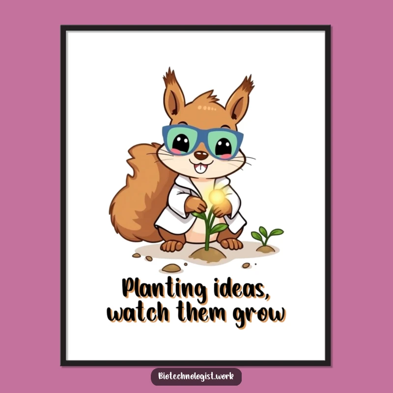Free Printable Wall Art: Funny Squirrel Scientist, Quirky Downloadable Art Gift