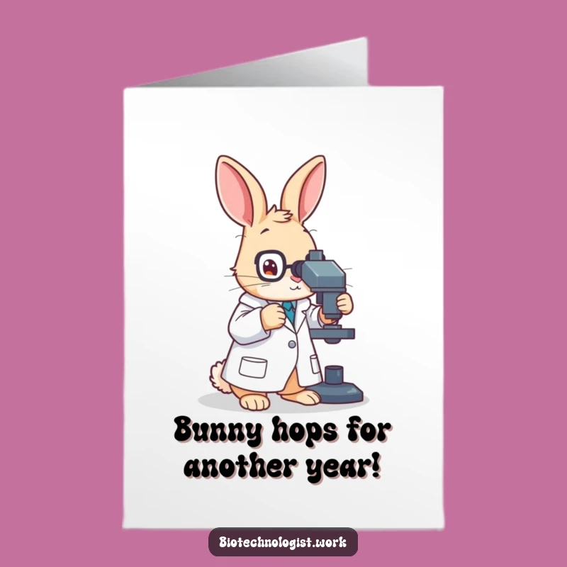 Free Printable Funny Birthday Card: Diligent Rabbit Scientist, Perfect Downloadable Gift