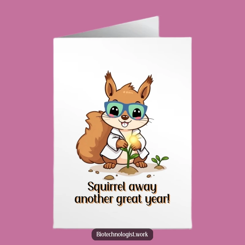 Free Printable Funny Birthday Card: Squirrel Scientist's Growth, Perfect Downloadable Gift
